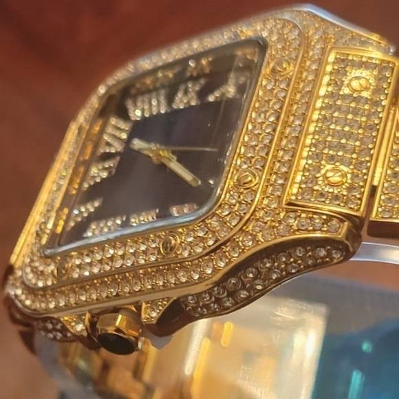 Mens Hip Hop Rapper Full Iced Out Simulated Diamond Waterproof Quartz Wa… - Picture 8 of 11